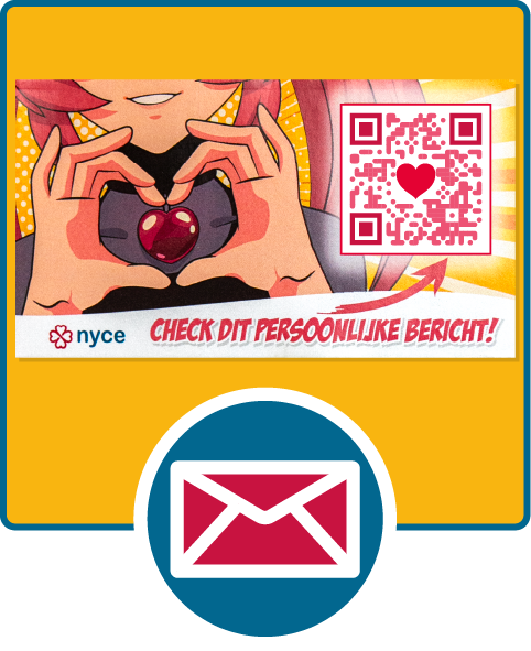 8 x (LOVE) Stickers met Nyce QRcode voor videoberichten. Gratis verzenden.